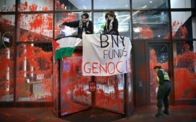 Palestine Action occupy Manchester offices of BNY Mellon 